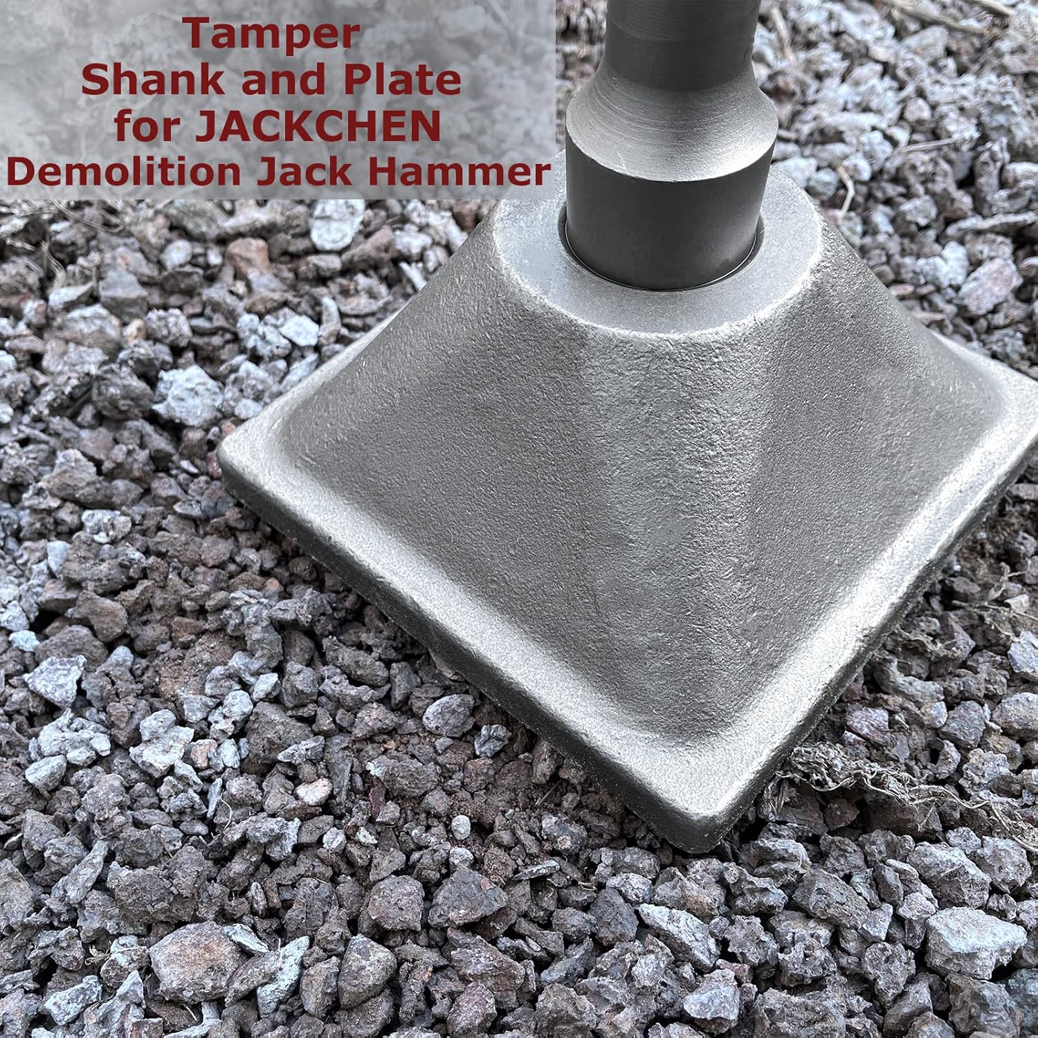 JACKCHEN Jack Hammer 1-1/8" Tamper Shank, Dirt Tamper 6x6" Plate with Electric Chisel Dirt Compactor, Tamper Shank and Plate for Jack Hammer Bit Gas Powered and Electric Demolition Concrete Breaker