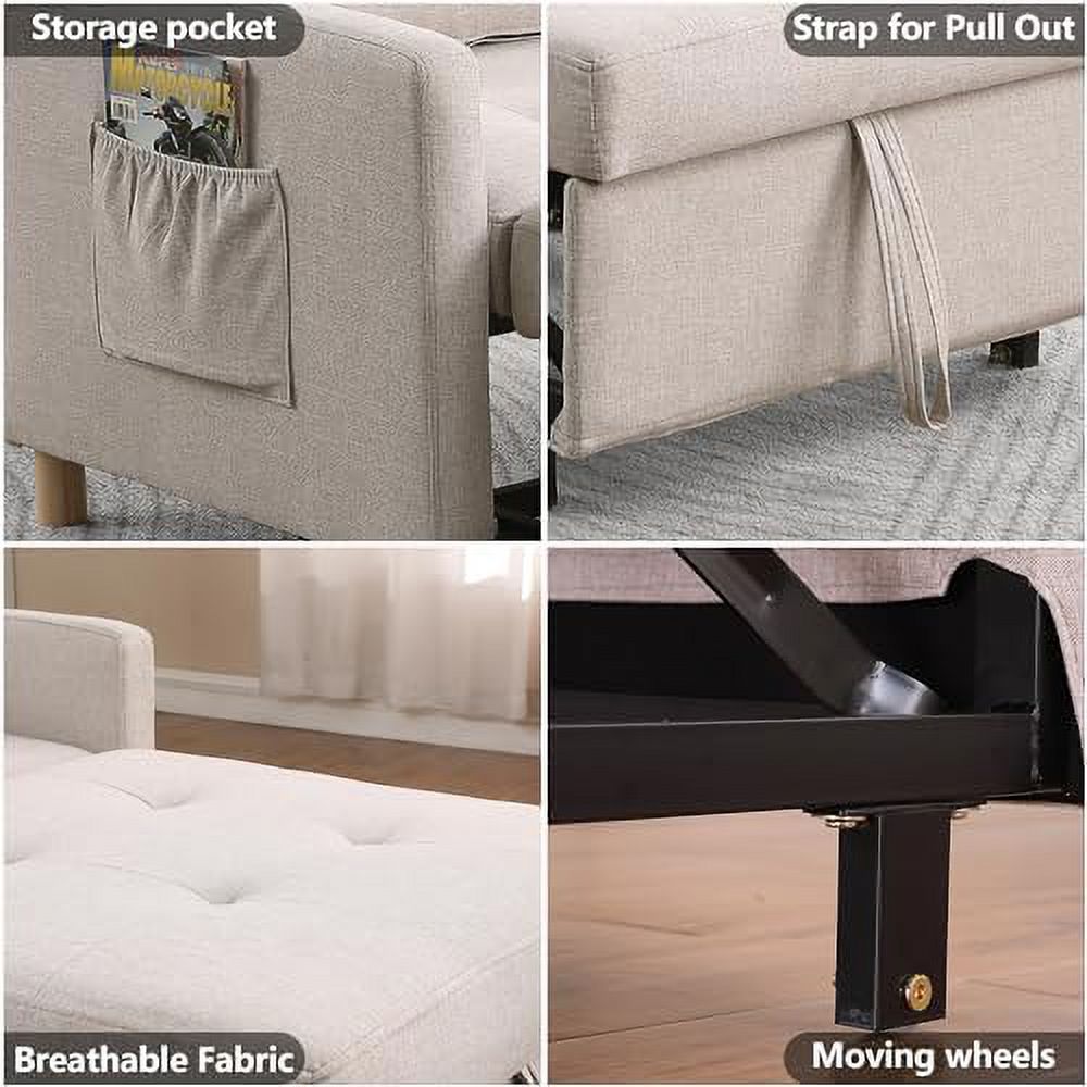 RUNFAYBIU Sleeper Sofa Chair Bed  3-in-1 Single Convertible Chair Multi-Functional Sleeper Chair with Soft Fabric for Living Room  Dorm  Apartment  Bedroom or Office (Grey)