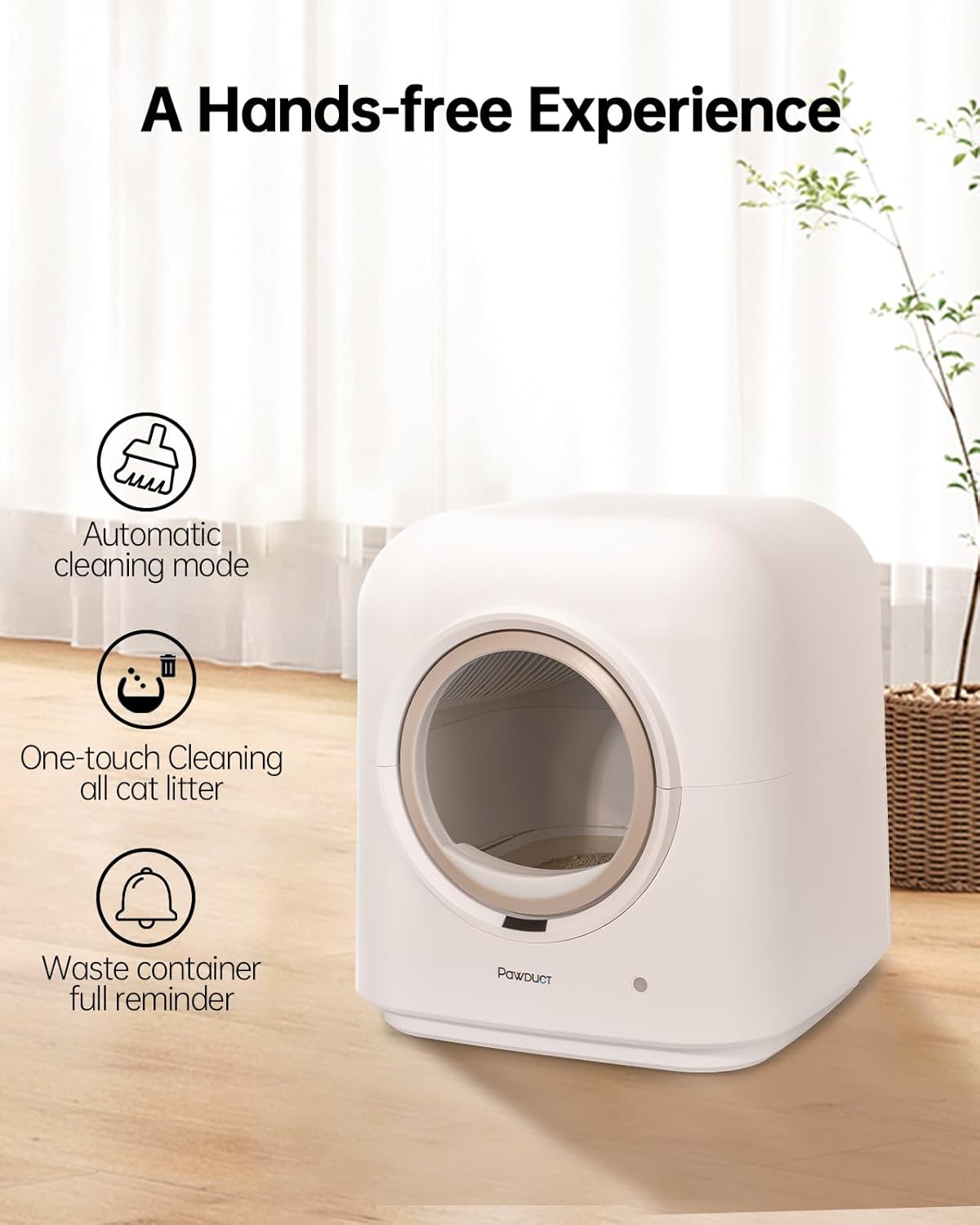 Automatic Cat Litter Box Self Cleaning, Anti-Pinch Robot Cat Litter Box, Large Cat Litter Box for Multiple Cats, Smart APP Remote Control/Odor Removal, with Waste Bags/Mats