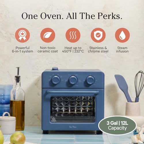 Our Place Wonder Oven | 6-in-1 Air Fryer & Toaster Oven with Steam Infusion | Compact, Countertop Friendly, Fast Preheat, Multifunctional | Air Fry, Toast, Roast, Bake, Reheat & Broil | Char