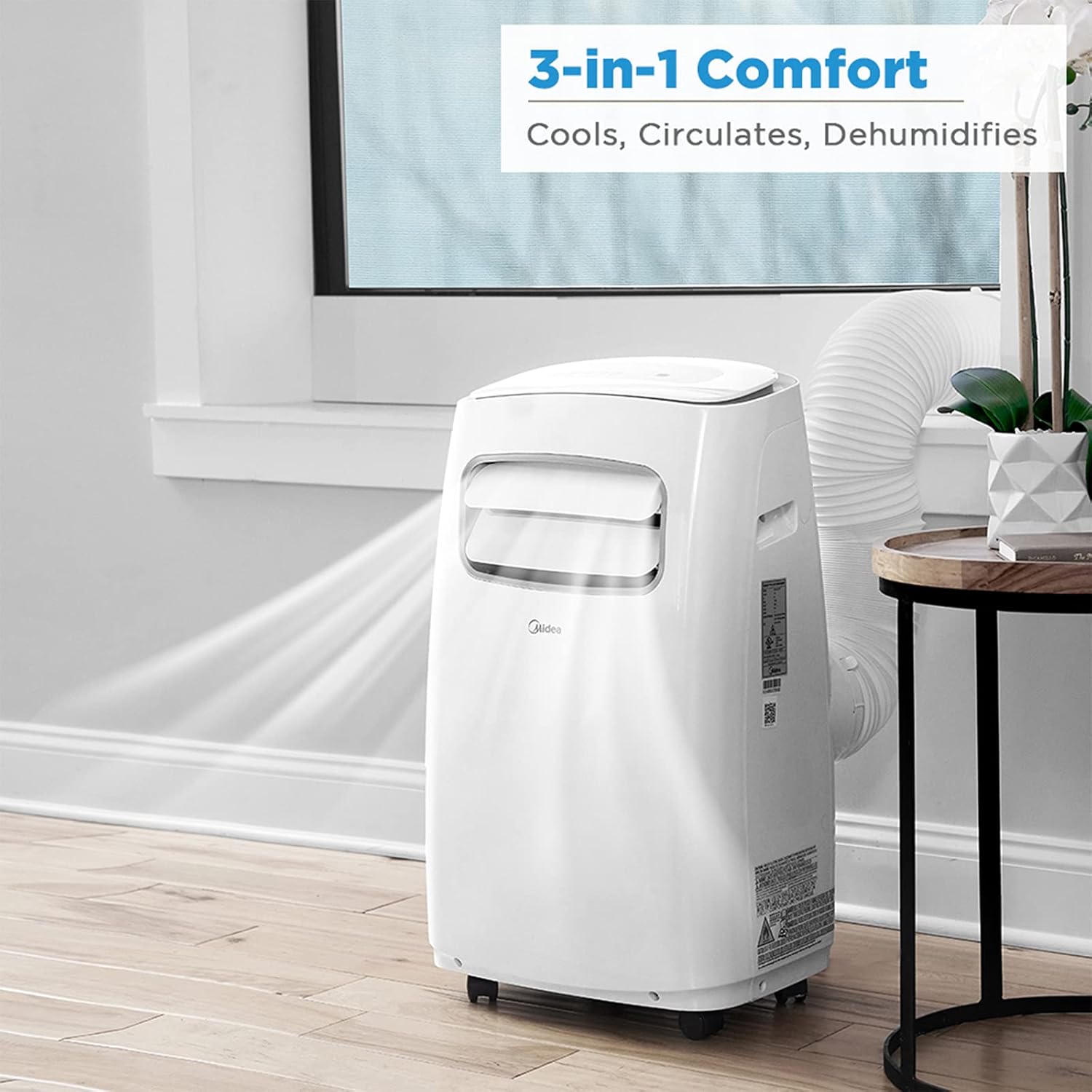 Midea 10,000 BTU U-Shaped Smart Inverter Window AC Bundle with 10,000 BTU Portable AC with Dehumidifier and Fan Modes