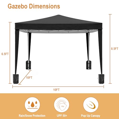 10x20 White Pop Up Canopy Tent Heavy Duty with 6 sidewalls Commercial Outdoor Party Tent Event Wedding Tents Instant Canopy Gazebo with Carry Bag UPF 50+ Waterproof Adjustable Height