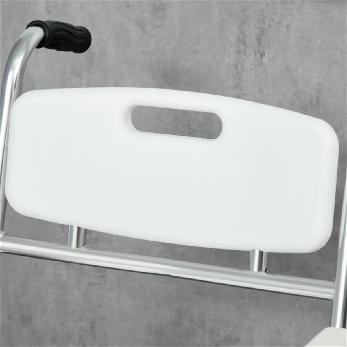 Rolling Shower Wheelchair with Commode, 4 Lockable Wheels - Adjustable for Adults, Elderly, Inside Shower Use, WHITE