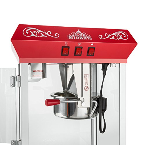 Olde Midway Bar Style Popcorn Machine Maker Popper with 8-Ounce Kettle - Black