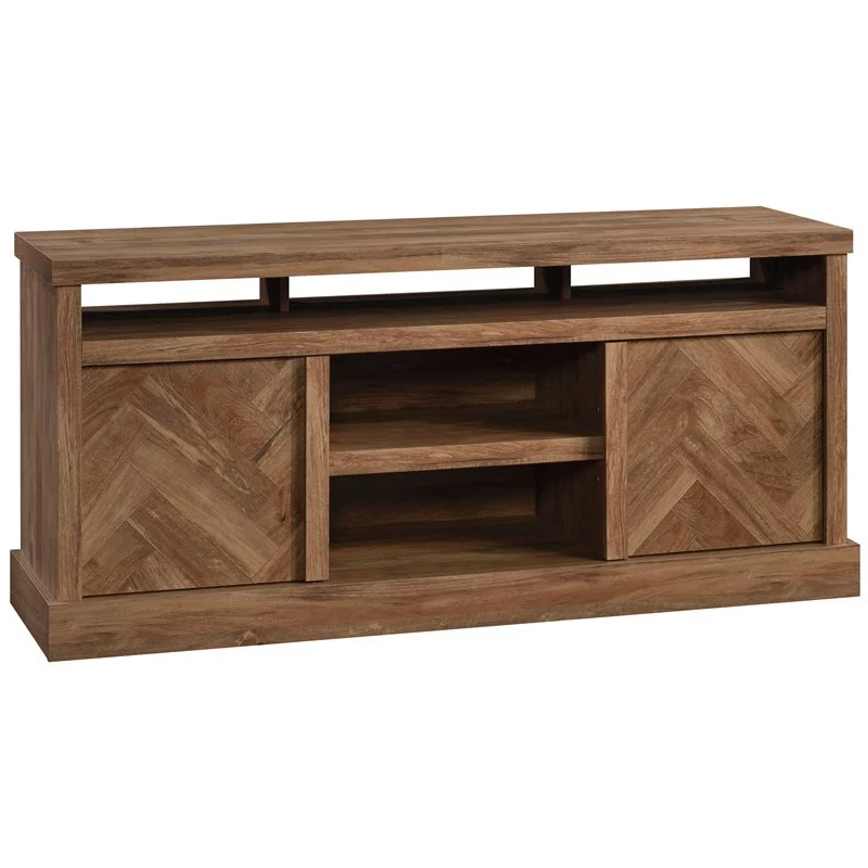 Sauder Cannery Bridge Herringbone TV Stand for TVs up to 65", Sindoori Mango Finish