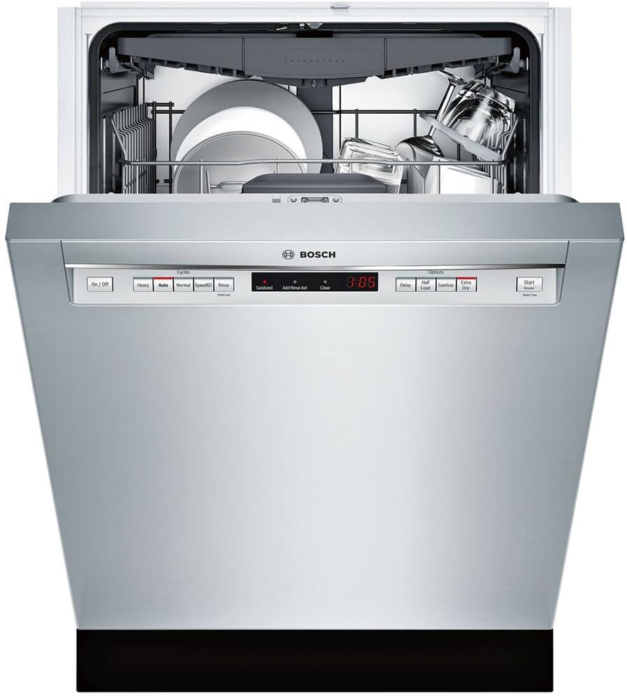 Bosch SHEM63W55N 24" 300 Series Built In Full Console Dishwasher with 5 Wash Cycles,in Stainless Steel