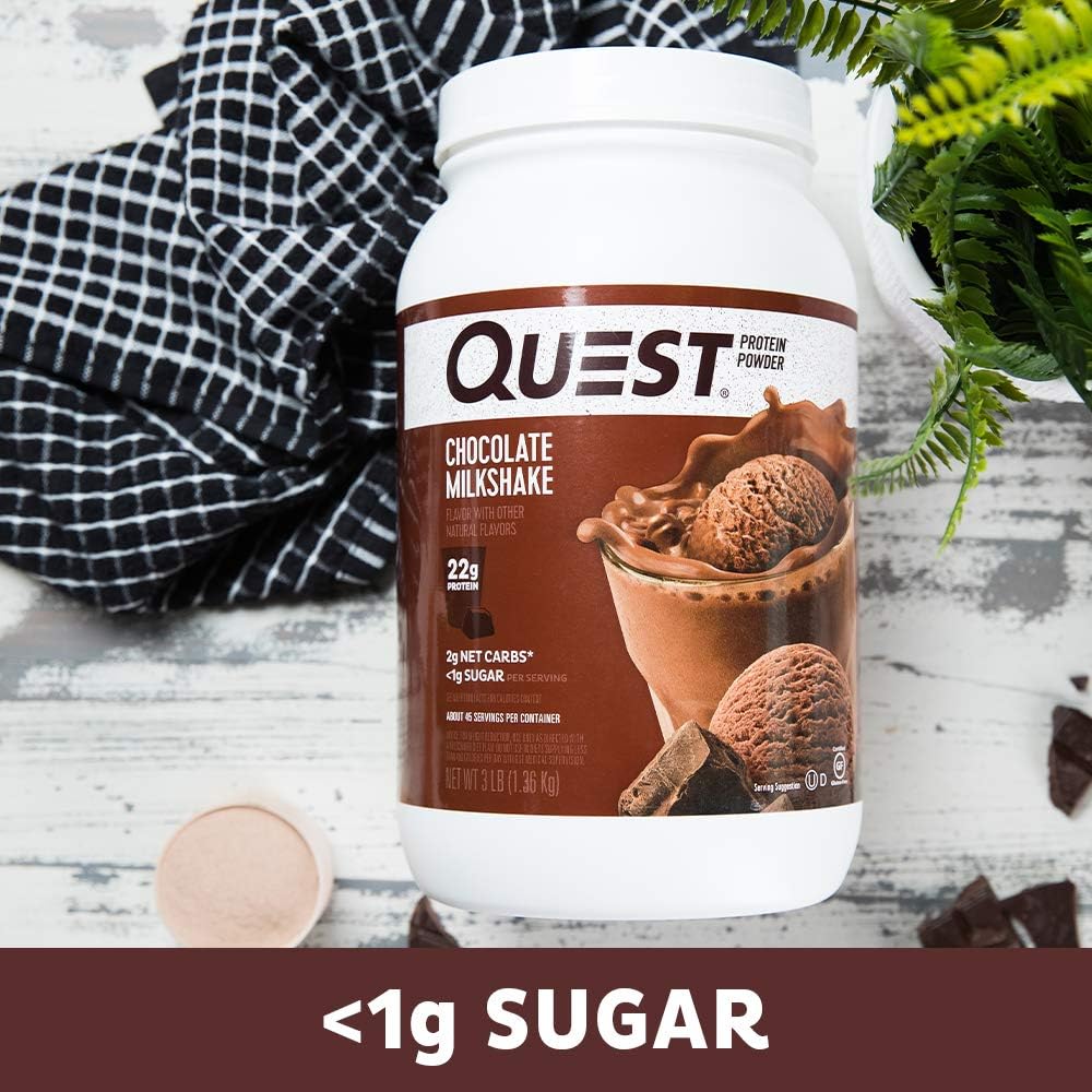 Quest Nutrition Chocolate Milkshake Protein Powder, Low Carb, Gluten Free, Soy Free, 48 Ounce (Pack of 1) Pack of 2