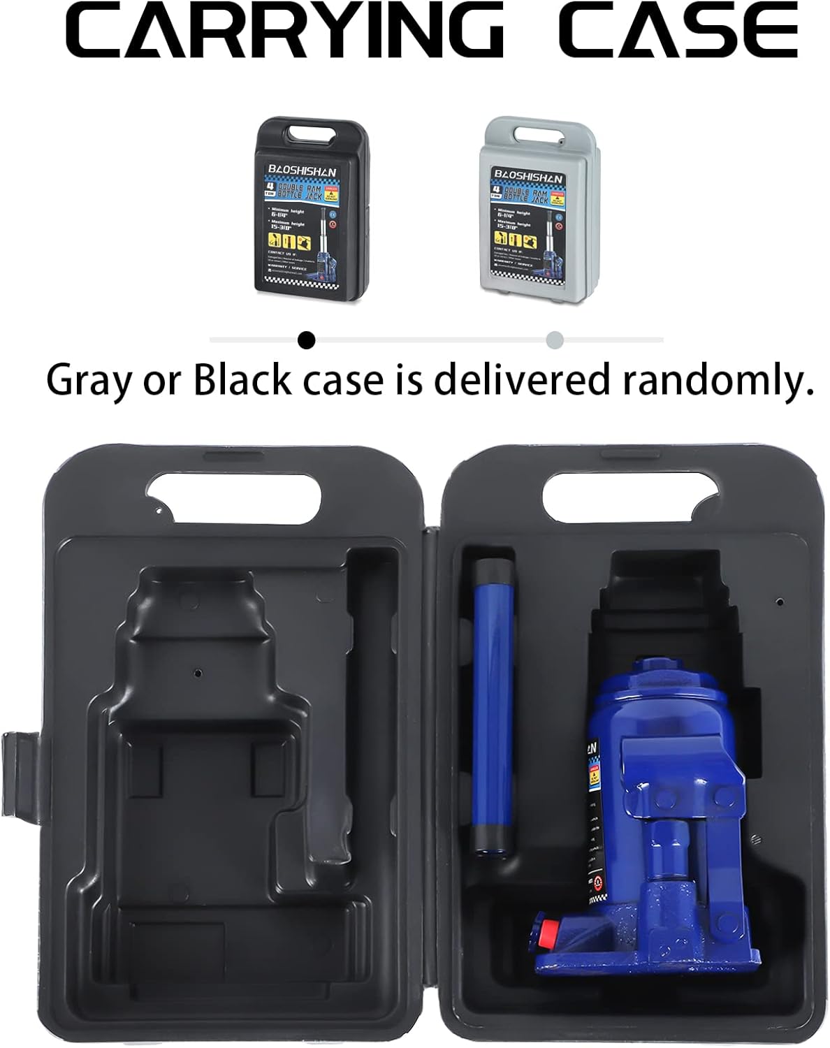 BAOSHISHAN 3 Ton Double Ram Bottle Jack 6-1/2 to 16-1/2 Lifting Range Portable Hydraulic Jack with Carrying Case