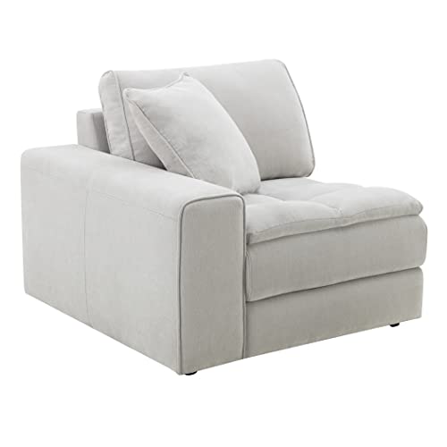 Roundhill Furniture Breton Modular Sectional Sofa Couch for Living Room, L Shape+Ottoman, 7-Piece, Oyster Grey