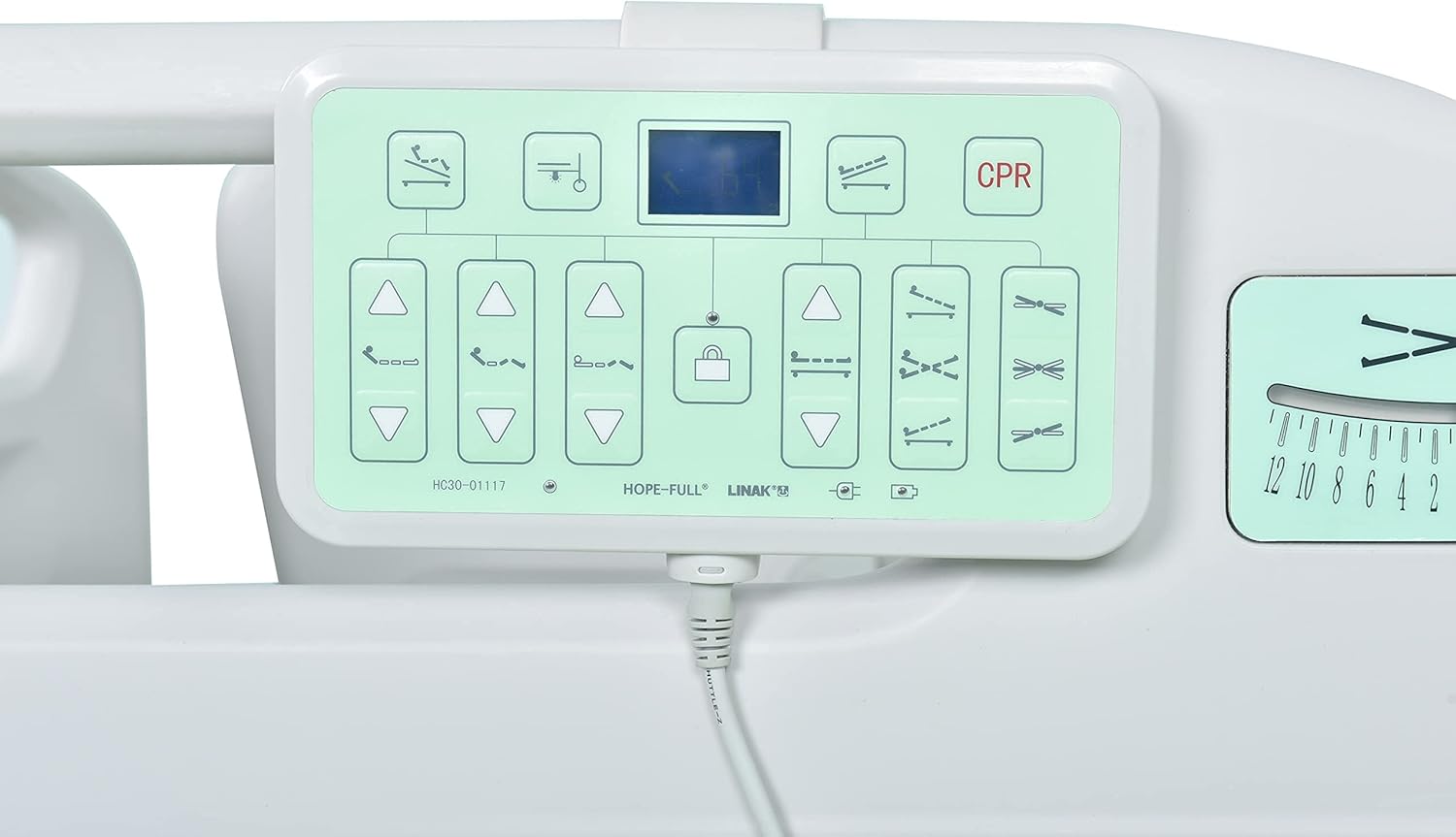Hopefull EZ-Turn Multi-Functional ICU Electric Hospital Bed (5 Functions Plus Lateral Tilting and Rotation, LINAK Motor and Control System, Central Locking System, Integrated Scale, Foot Control Pads