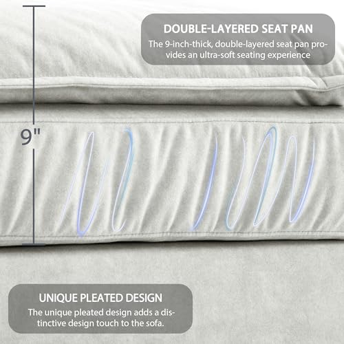 P PURLOVE Convertible Sectional Sofa Couch with Double Cushions, L Shape Couch with Ottoman, Bentwood Armrests for Living Room, Apartment, Office (Dark Grey)
