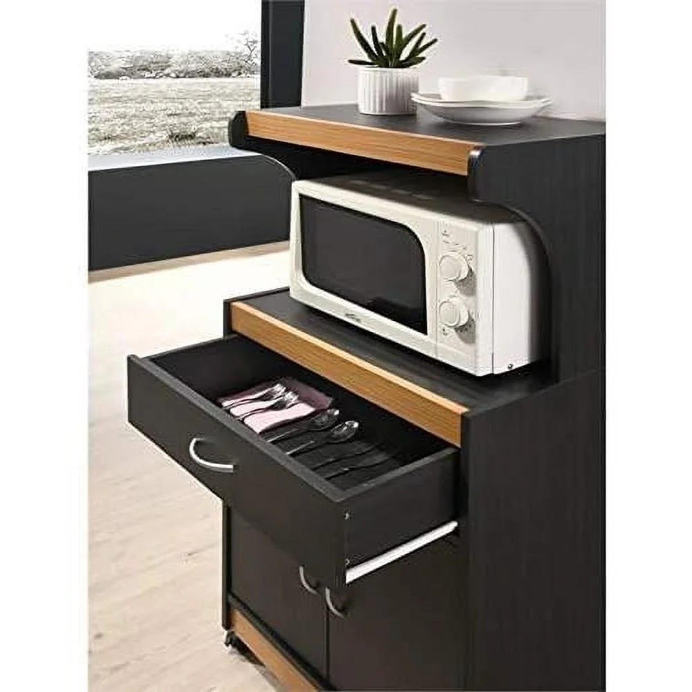 Microwave Kitchen Cart In Black Beech