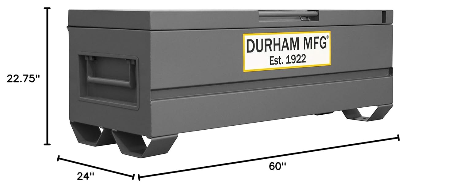 Durham Jobsite Storage Box, 20 cu. ft, 14 Gauge Steel, 60 x 24 x 22-3/4, Gray