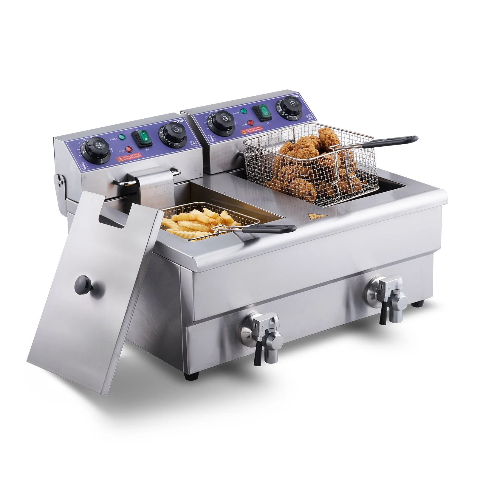 VEVOR Commercial Electric Deep Fryer - Dual Tanks, 3000W Countertop Fryer