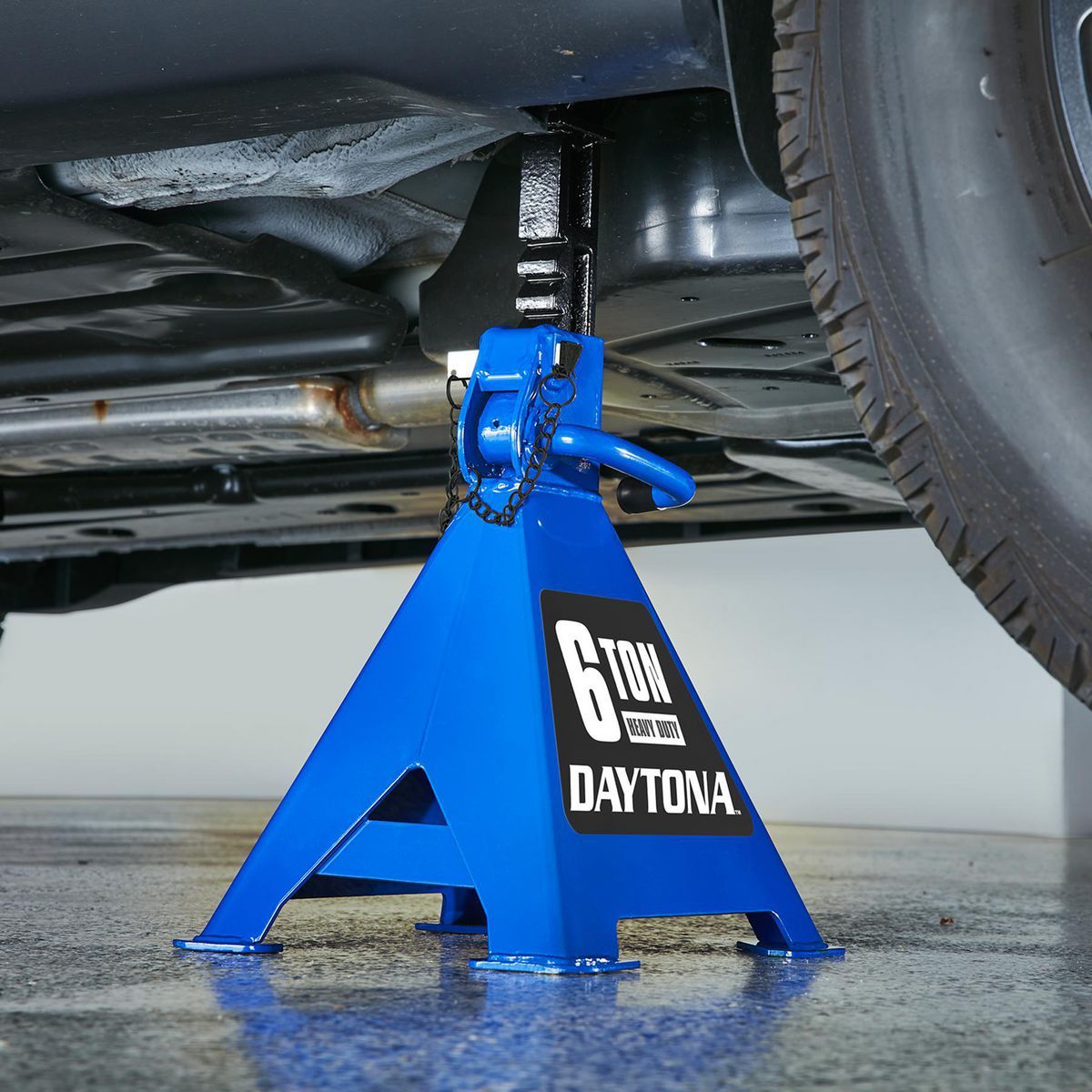 DAYTONA 6 Ton Heavy Duty Ratcheting Jack Stands, Slate Gray
