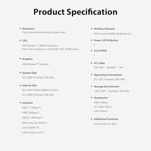 Beelink Mini PC EQR5 5825U AMD Ryzen 7 Processor(8C/16T, up to 4.5GHz), Micro Computer 16GB DDR4 500GB SSD Built-in PSU, Mini Computers Dual HDMI/4K 60Hz/WiFi6/BT5.2 Home/Office/HTPC