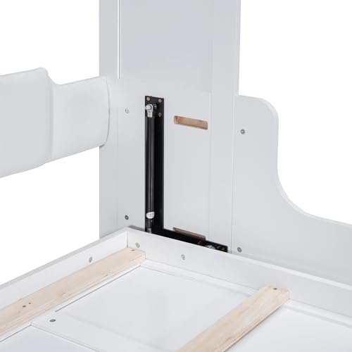 Modern Full Size Murphy Bed with Wardrobe, Versatile Foldable Wooden Bed Frame with Drawers and Open Shelves, Solid Wood Wall Bed for Apartments, Studio Bedroom Use, Space-Saving