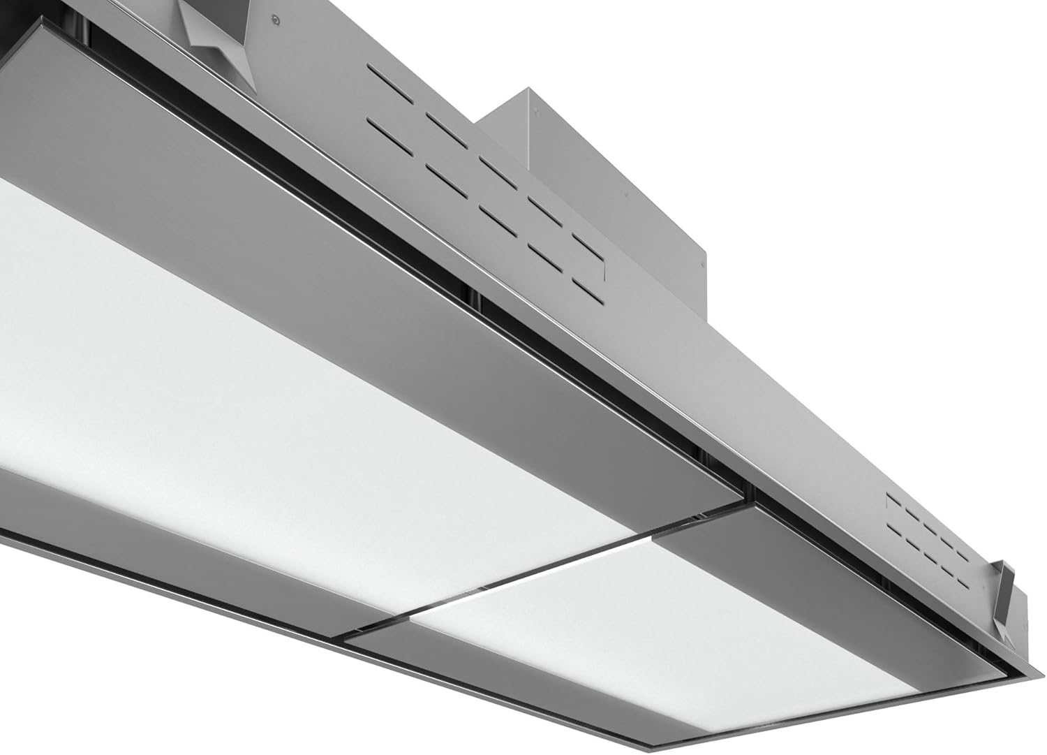 Futuro Futuro Island-mount DUCTED only Range Hood 54" 940-CFM | Skylight | Stainless Steel Vent Hood | Unique In-Ceiling Exhaust Hood |Remote Control, Ultra-Quiet with Blower