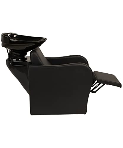 Buy-Rite Lexus Backwash Unit - Salon Shampoo Chair & Tilting Porcelain Shampoo Bowl, European Style Single Handle Faucet, Extra Wide Seat and Kick-Out Leg Rest, TS-8018B