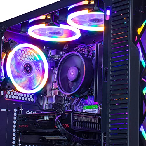 MXZ Gaming PC Desktop Computer, AMD Ryzen 5 4500, RTX 3060,16GB DDR4, NVME 500G SSD, 6RGB Fans, Win 11 Pro Ready, Gamer Desktop Computer(R5 4500| RTX3060)