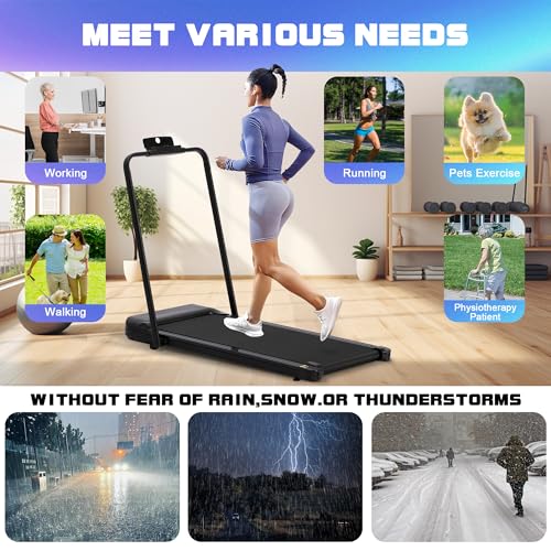 MAGIC UNION Walking Pad Treadmill Under Desk, 3 in 1 Portable Mini Treadmill for Home and Office, 265 lb Capacity 2.5HP Walking Jogging Machine with Remote Control, LED Display