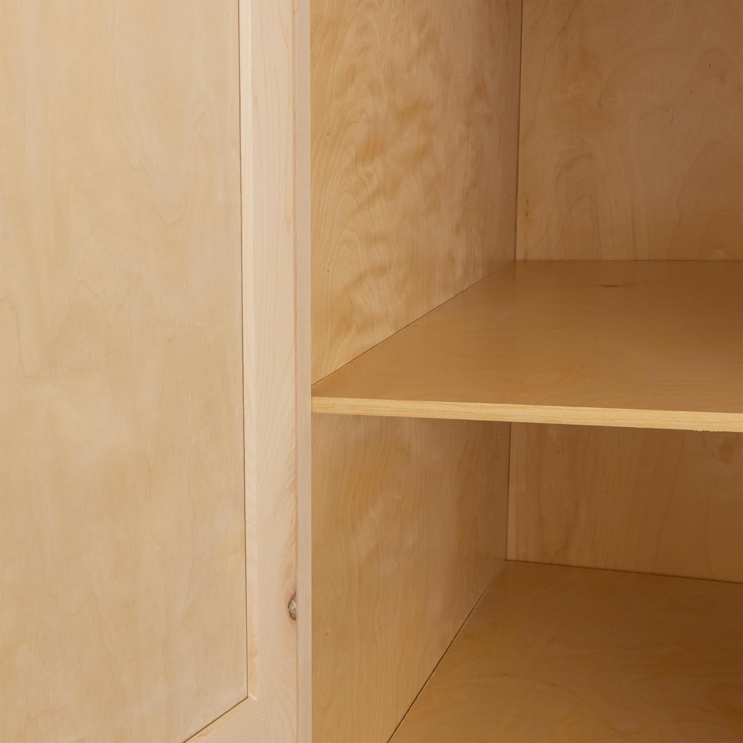 Quicklock RTA (Ready-to-Assemble) | Base Kitchen Cabinets - Shaker Style | 100% Plywood | Made in America | Soft Close Hardware (Raw Maple, 24" D x 18" W x 96" H Pantry)
