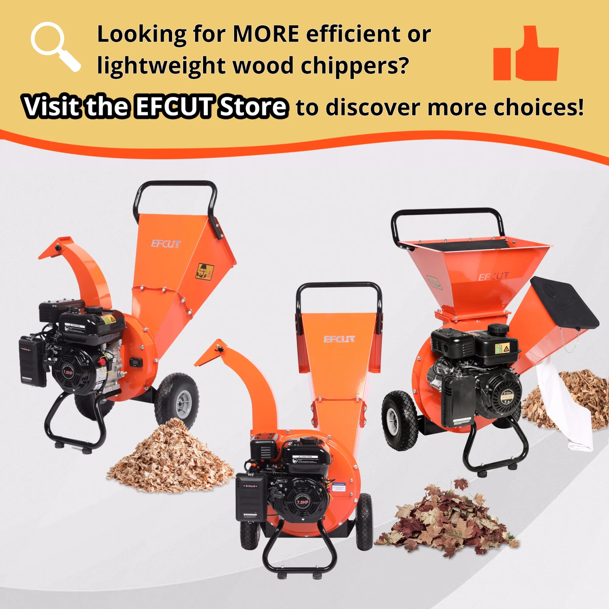 EFCUT R0 Wood Chipper Shredder Mulcher 7HP Gas Powered Heavy Duty Compact Design 3" Inch Max Capacity 104 lb