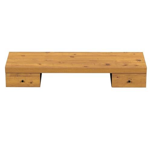 Floating Desk with Drawers - Floating Makeup Vanity with Wall Mounted Design and 2 Sliding Storage Drawers, Wall Mounted Desk with Wood Grain Decals, Floating Table for Wall (Natural)