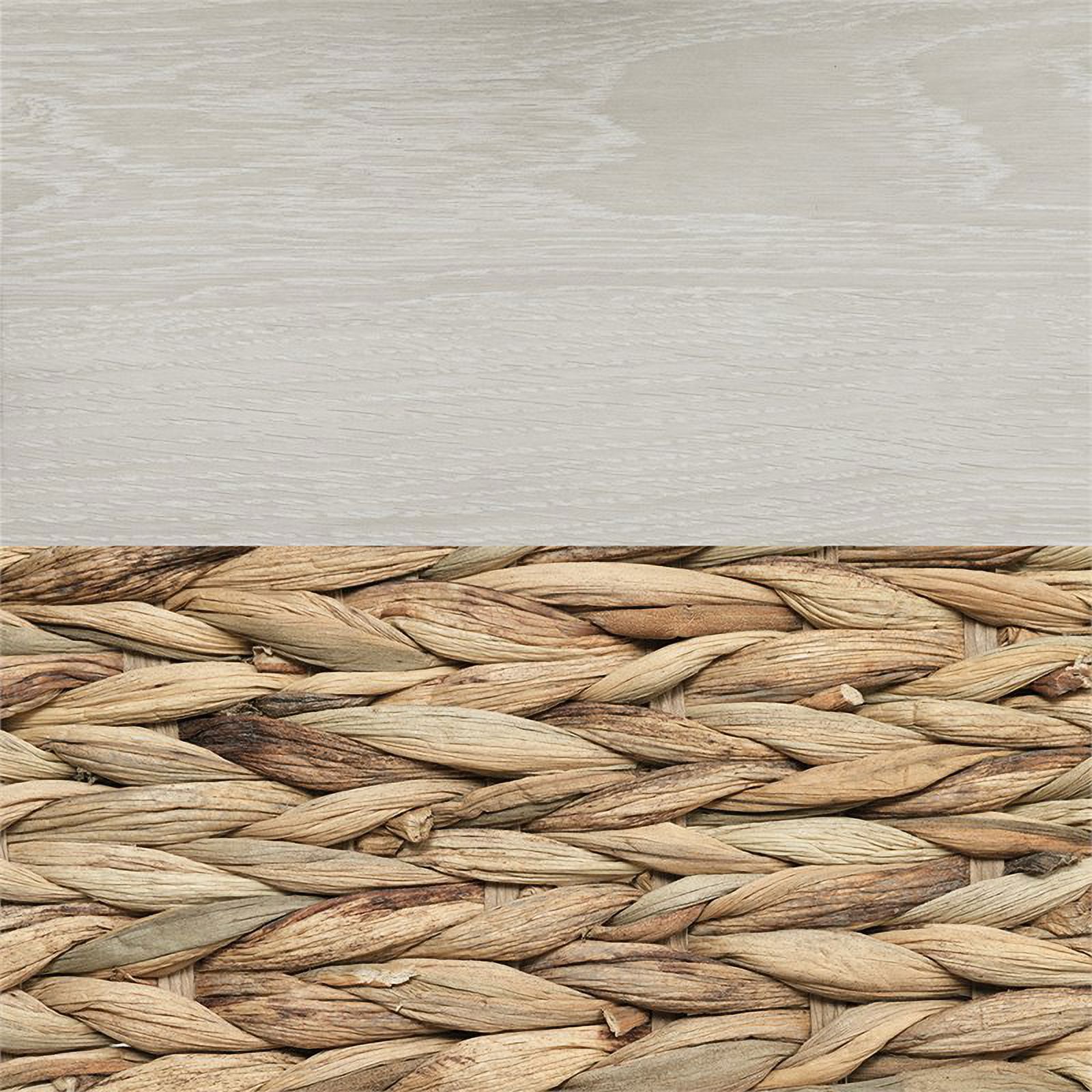 Bowery Hill Modern Wood/Rattan Full Storage Platform Bed in Winter Oak