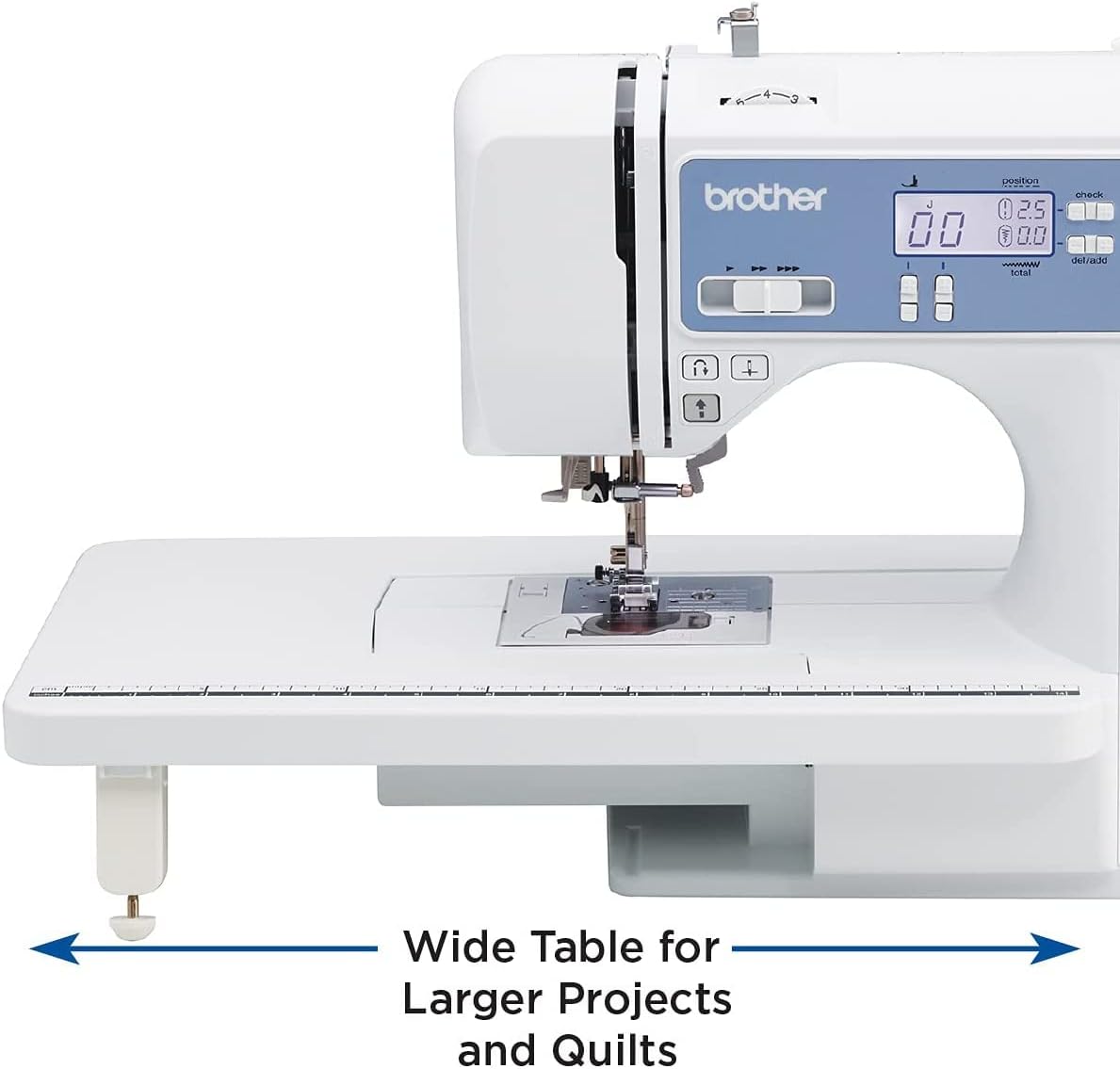 Brother XR9550 Sewing and Quilting Machine, Computerized, 165 Built-in Stitches, LCD Display, Wide Table, 8 Included Presser Feet - White