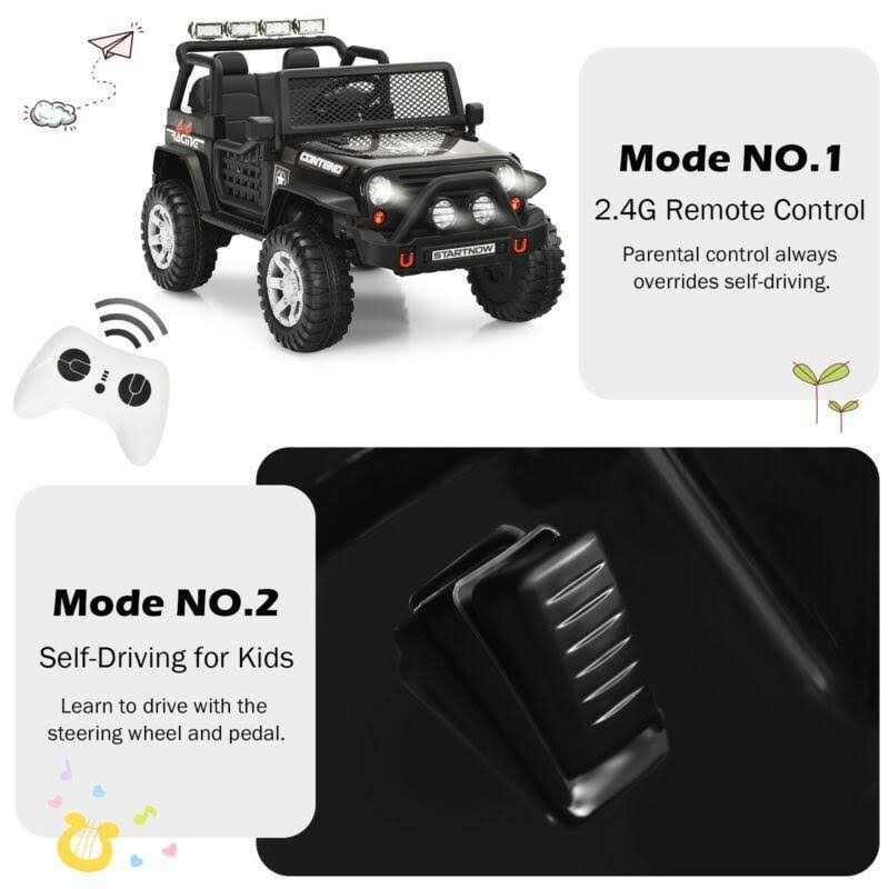 Costway 12V Kids Remote Control Electric Ride on Truck Car with Lights and Music -Pink