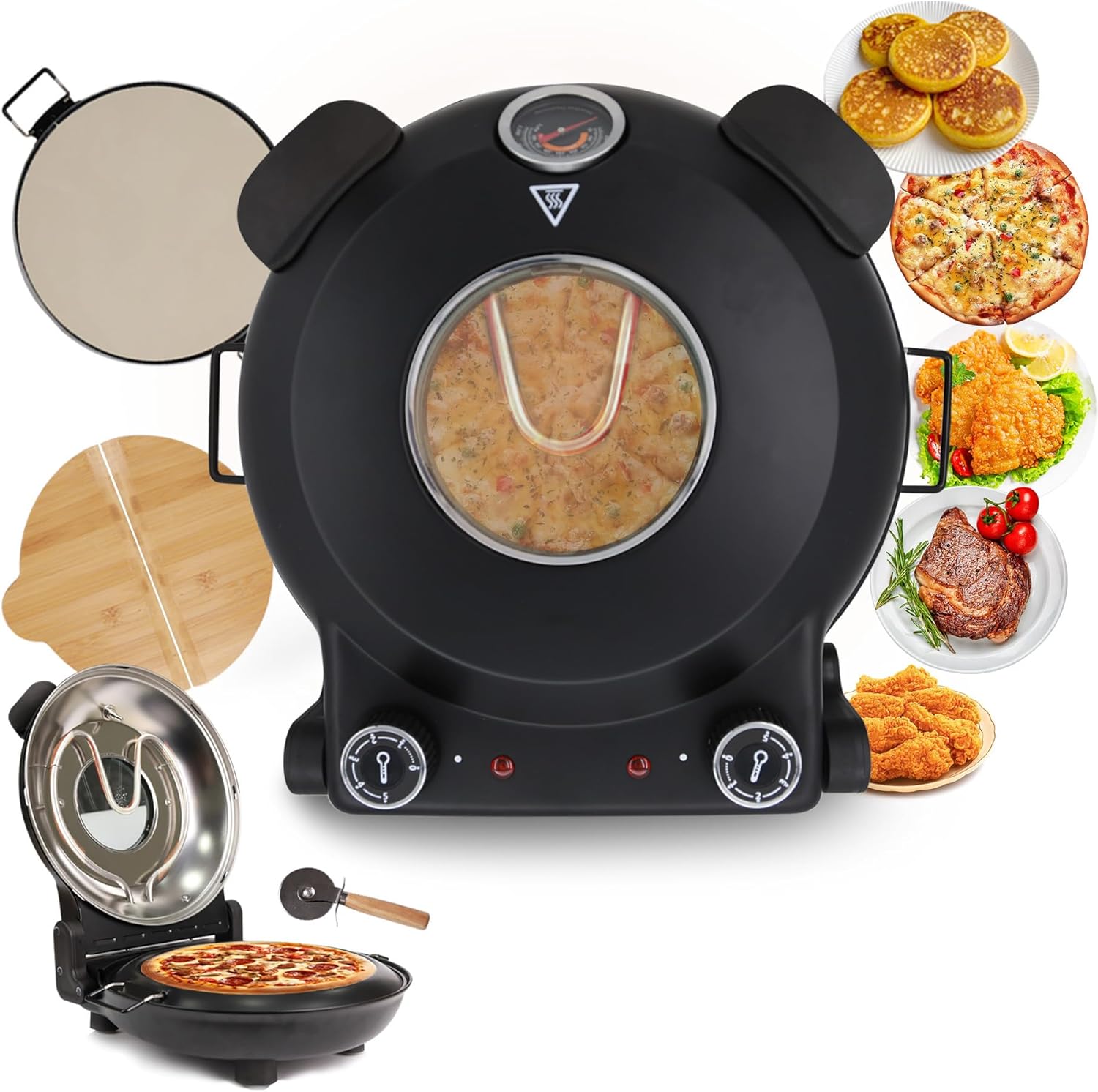 Pizza Oven 2024 Electric Pizza Oven Indoor Portable Pizza Maker 12 Inch Countertop Pizza Oven Outside, Pizza Oven Electric Indoor Heats Up To 800˚F Pizza Oven Backyard Pizza Oven As Seen on Tv
