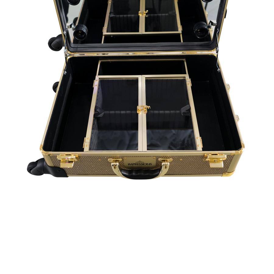 SlayCase XL Vanity Travel Train Case in Rose Gold Bling