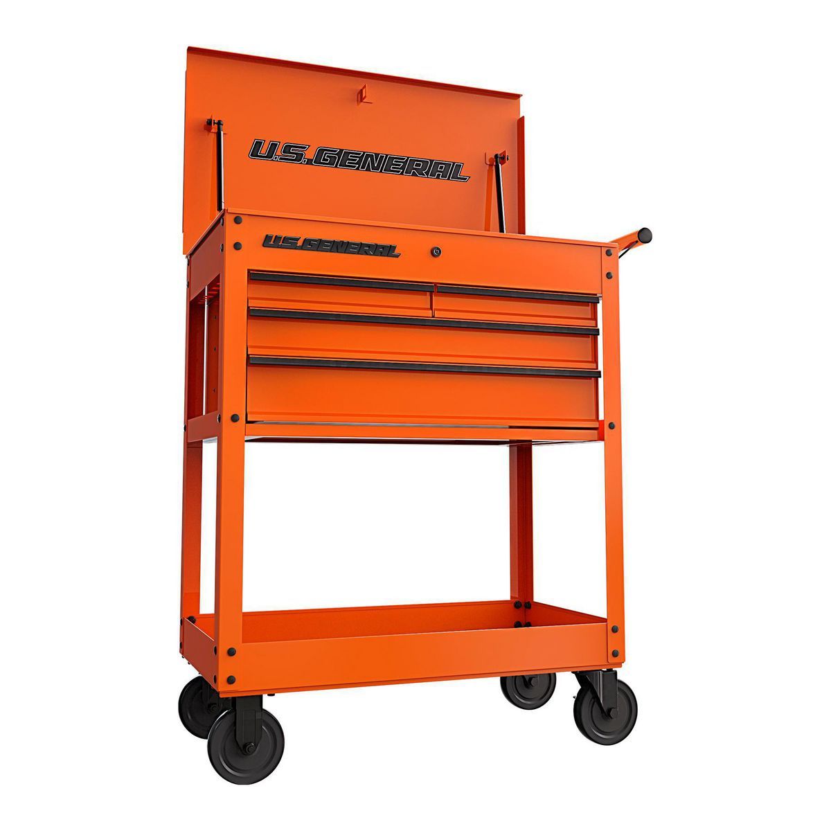 U.S. GENERAL 30 in., 4-Drawer Tech Cart, Red