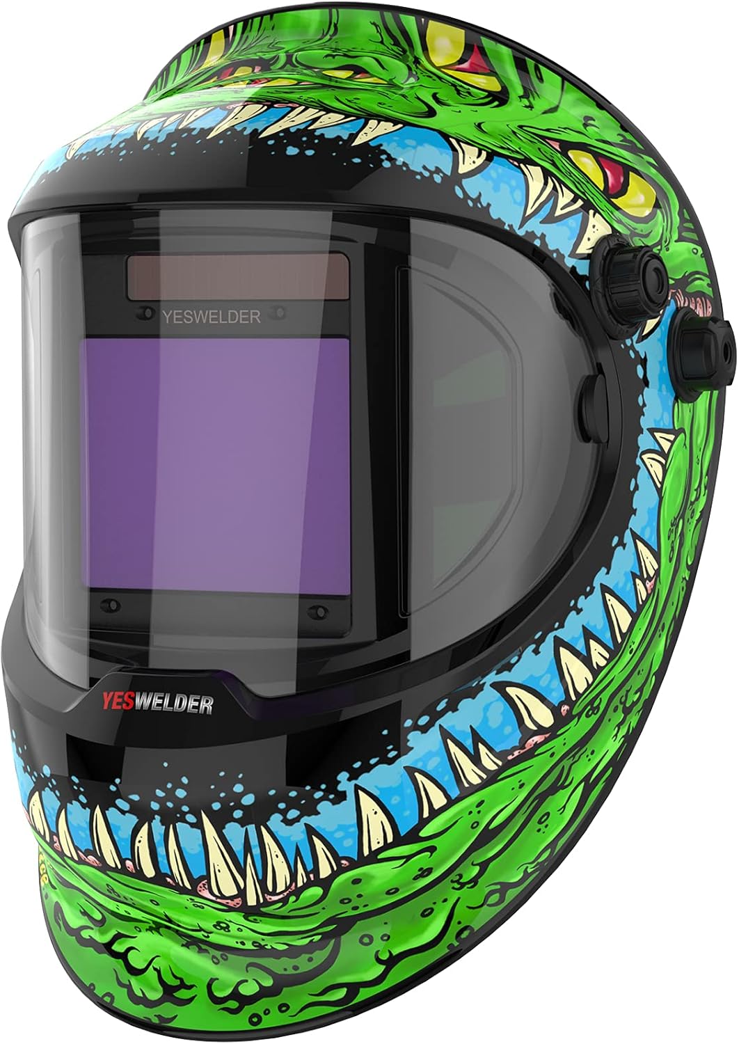 YESWELDER Large Viewing True Color Solar Powered Auto Darkening Welding Helmet with Side View, 4 Arc Sensor Wide Shade 4/5-9/9-13 Welder Mask for TIG MIG ARC Grinding Plasma LYG-Q800D-CP