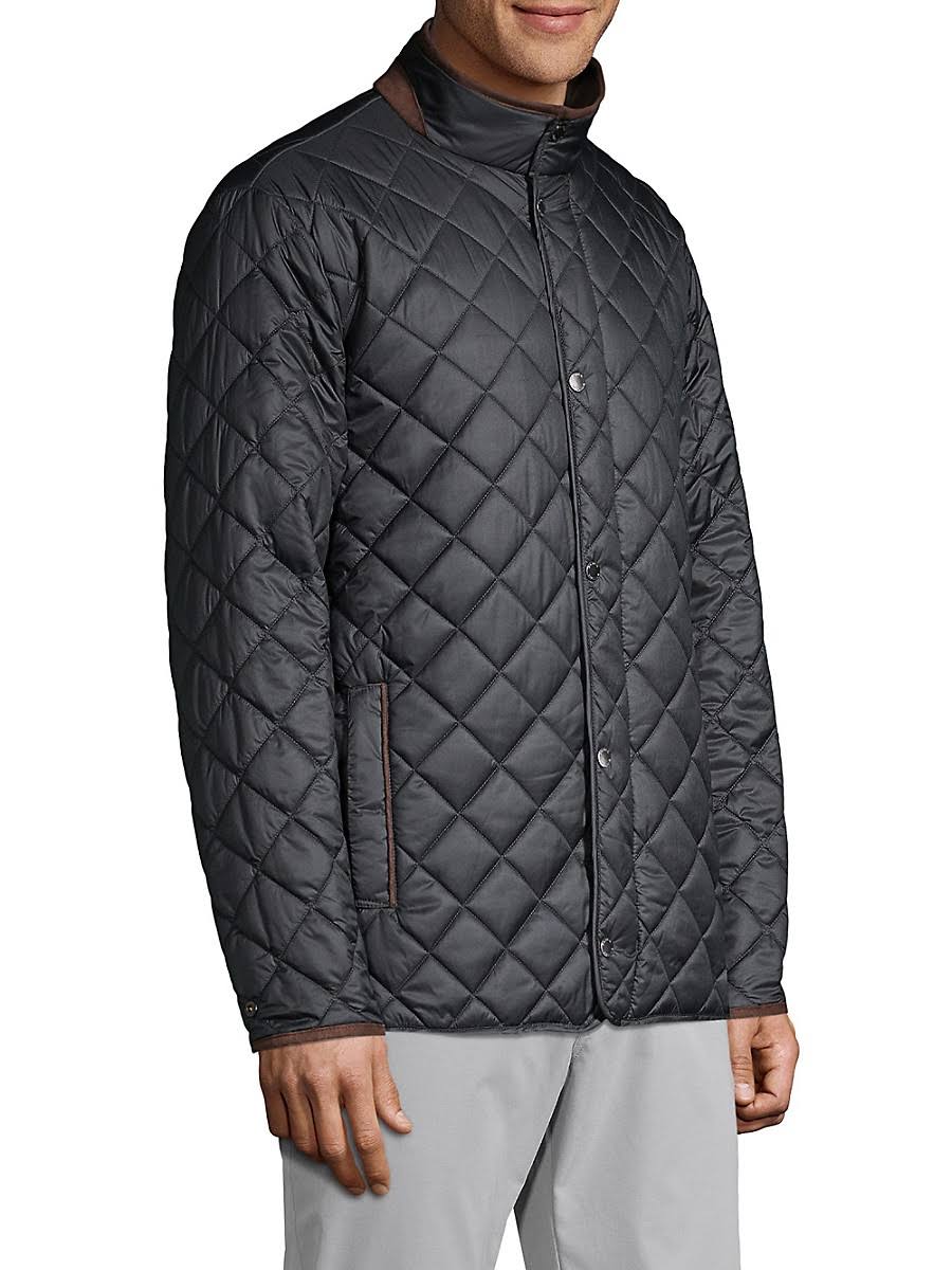 Peter Millar Suffolk Quilted Travel Coat - Black Male