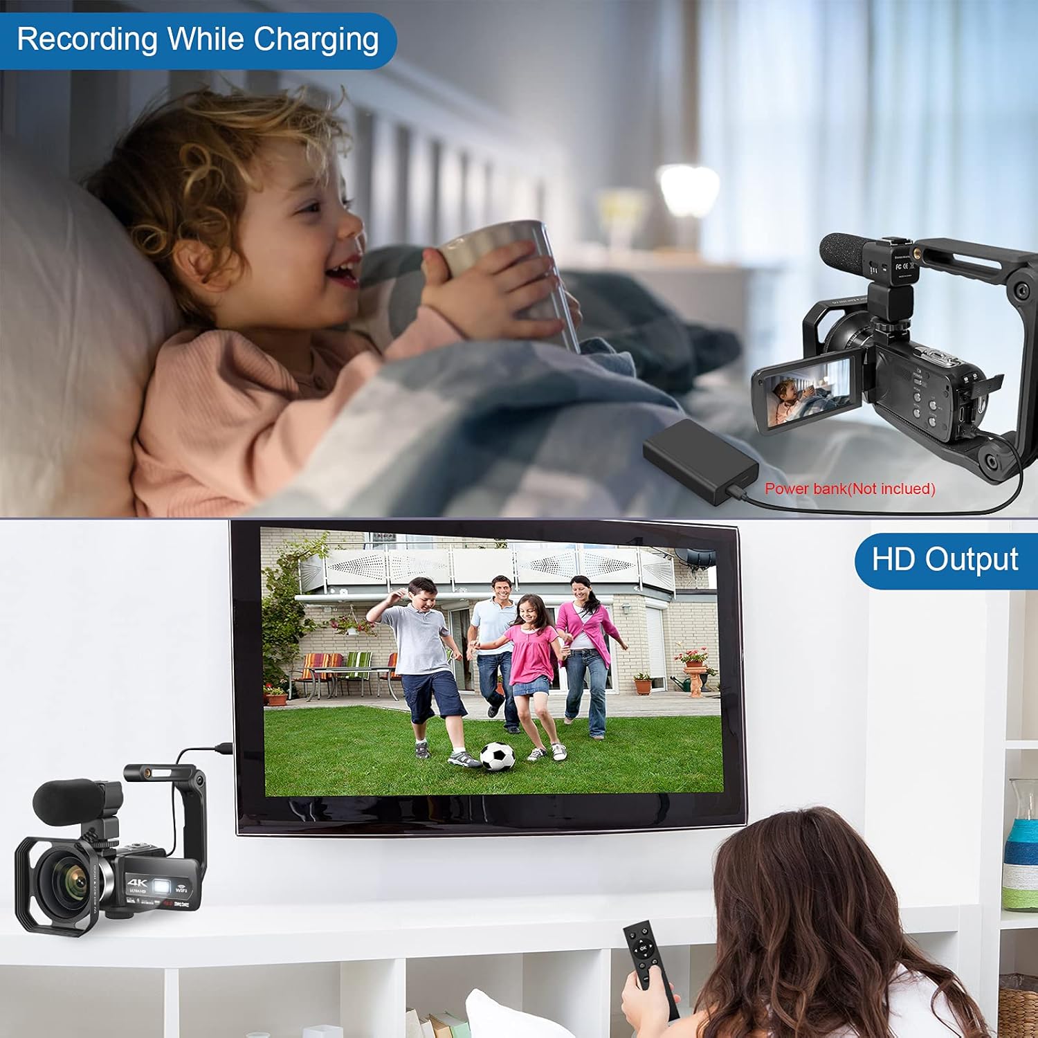 Video Camera 4K Camcorder, 48MP 60FPS WiFi Vlogging Camera 3.0 Inch Touch Screen 18X Zoom Digital Camera YouTube Camera with Microphone, 2.4G Remote Control, Lens Hood, 2 Batteries, 32GB SD Card