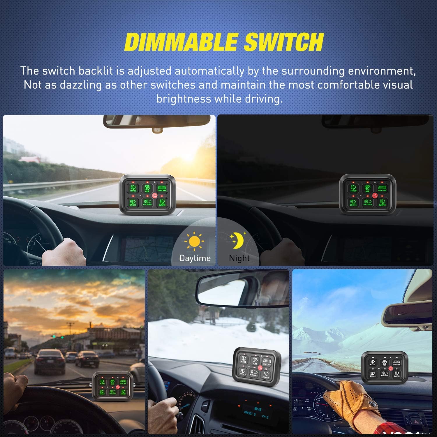 Nilight 6 Gang Switch Panel Universal Circuit Control Relay System with Fuse Wiring Harness Automatic Dimmable ON-Off LED Switch Pod for Cars Trucks Boats ATV UTV SUV, 2 Years Warranty