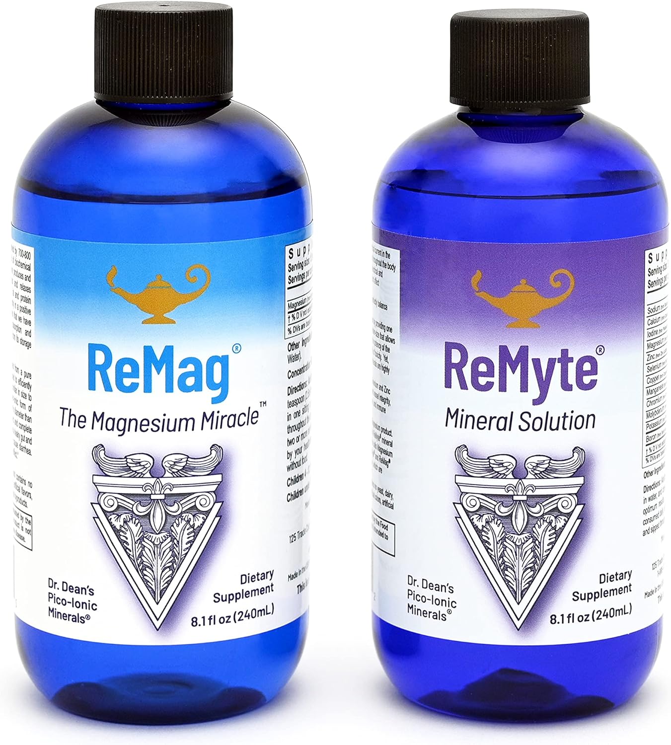 RnA ReSet - ReMag High Absorption Magnesium Liquid, ReMyte Mineral Solution, 12 Minerals Including Iodine, Selenium, Zinc, Magnesium, Boron, 240 ml Each - by Dr. Carolyn Dean Pack of 2