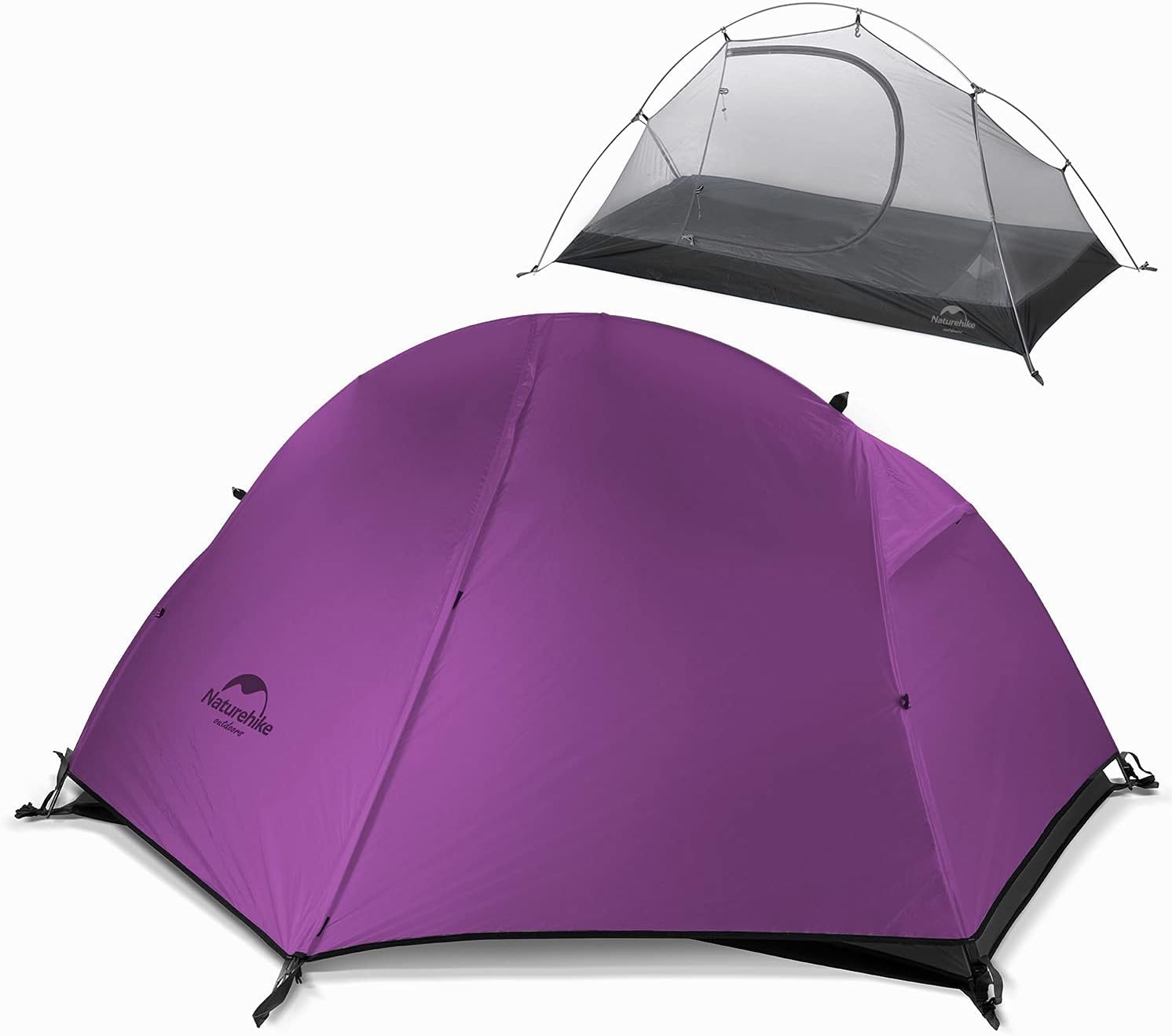 Naturehike Backpacking Camping Tent 1 Person Ultralight Waterproof Compact Portable Lightweight for Outdoor Hiking Cycling Bikepacking, 3-4 Season, Easy Setup, Anti-UV, Large Size with Footprint