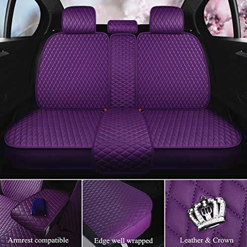 Purple Car Seat Cover Full Set Leather Auto Seat Covers 9pcs Front u0026 Rear Seat Covers with AIRBAG Compatible Universal Fit M
