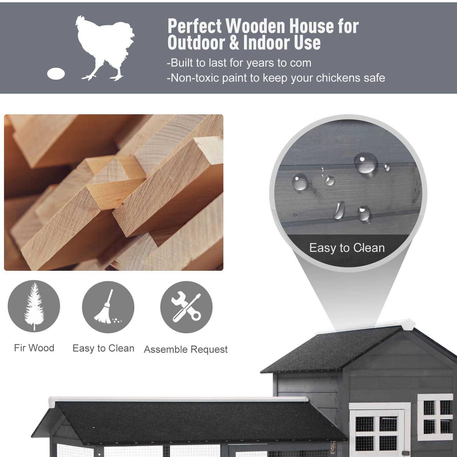 PawHut 84 Wooden Chicken Coop Hen House Outdoor with Run Nesting Box - Pet Supplies online store