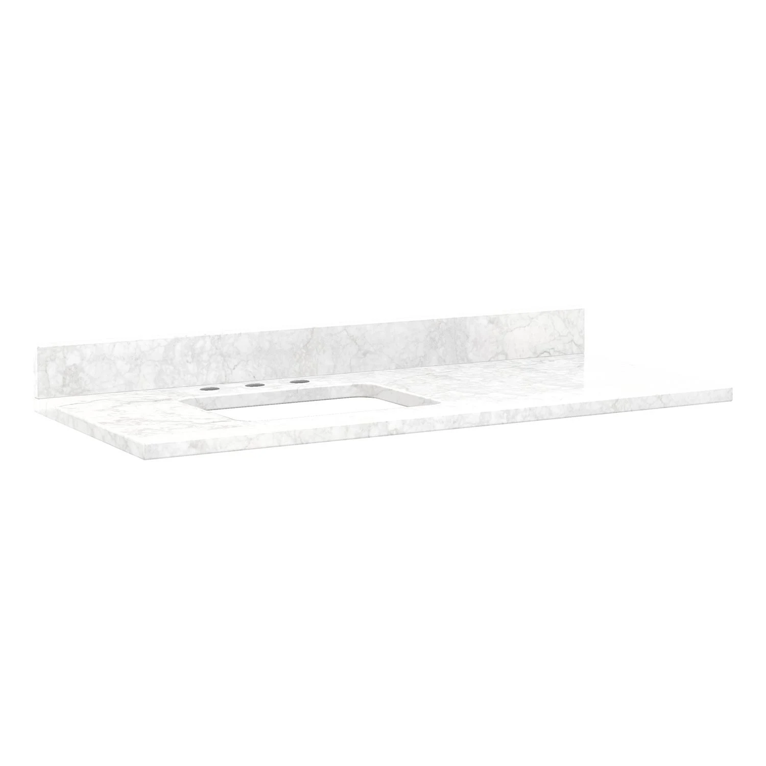 49x22 x 22x22 3cm Marble Vanity Top for Rectangular Undermount Sink in Left Offset in Carrara in 8x22 Faucet Holes | Signature H