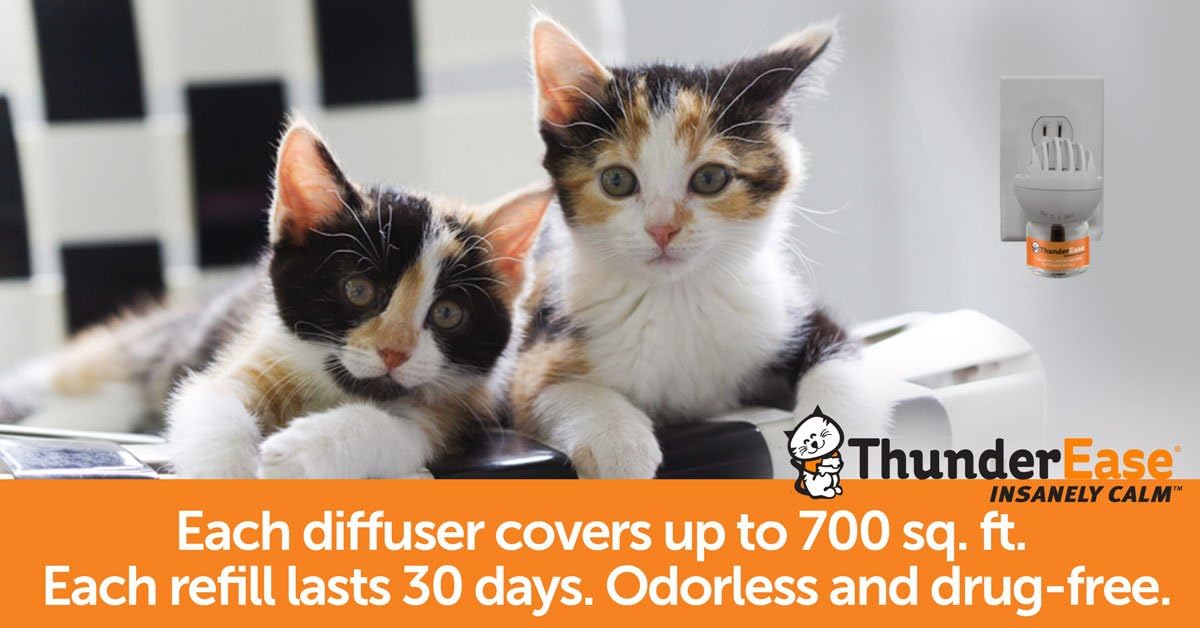 ThunderEase Multicat Calming Pheromone Diffuser Kit | Powered by FELIWAY | Reduce Cat Conflict, Tension and Fighting (90 Day Supply) Pack of 2