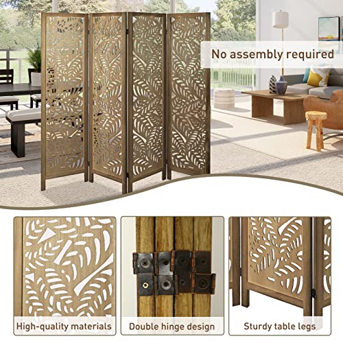 ECOMEX 6 Panel Room Divider, Cutout Room Divider Wall, Freestanding Folding Room Divider Screen, Room Dividers and Folding Privacy Screens Room Partition for Office (Brown)