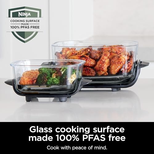 Ninja Crispi Air Fryer, Microwave, Freezer & Dishwasher Safe, Non Toxic Glass Portable Cooking System, 4 QT & 6 Cup Glass Containers with Storage Lids, Easy Meals, Air Fry, Bake, Green, FN101SG