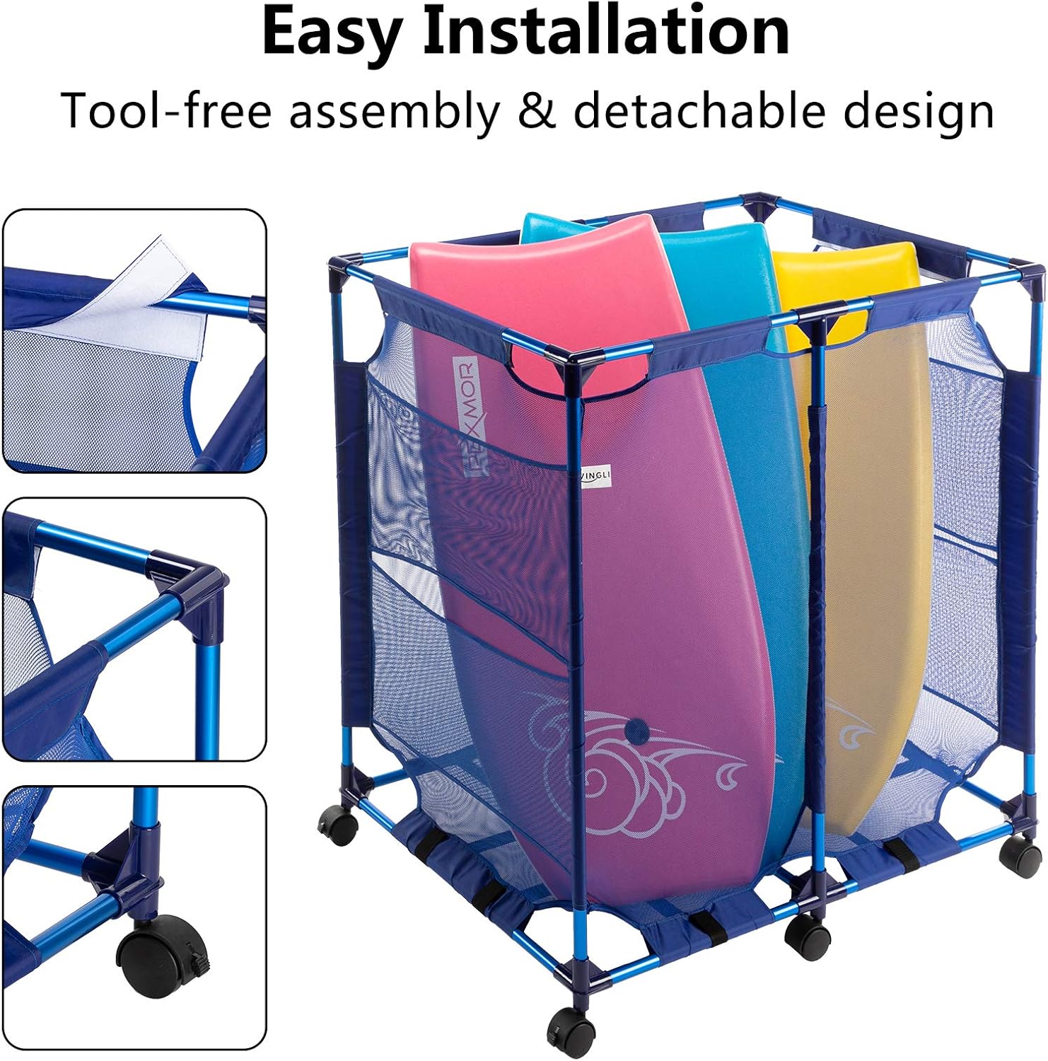 VINGLI Pool Storage Organizer Bin Rolling Poolside Mesh Container Pool Float Storage for Home Garage, Shed, Children Playroom or Pool Toys (36" x 24" x 36", Cutting) Pack of 2