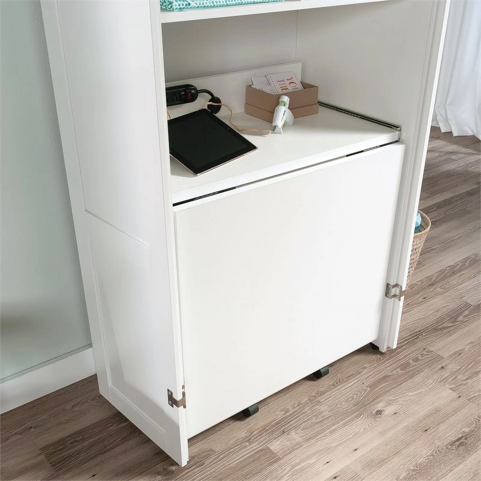 Pemberly Row Modern Engineered Wood Multi-Purpose Storage Craft Armoire in White - Curated Treasures Market