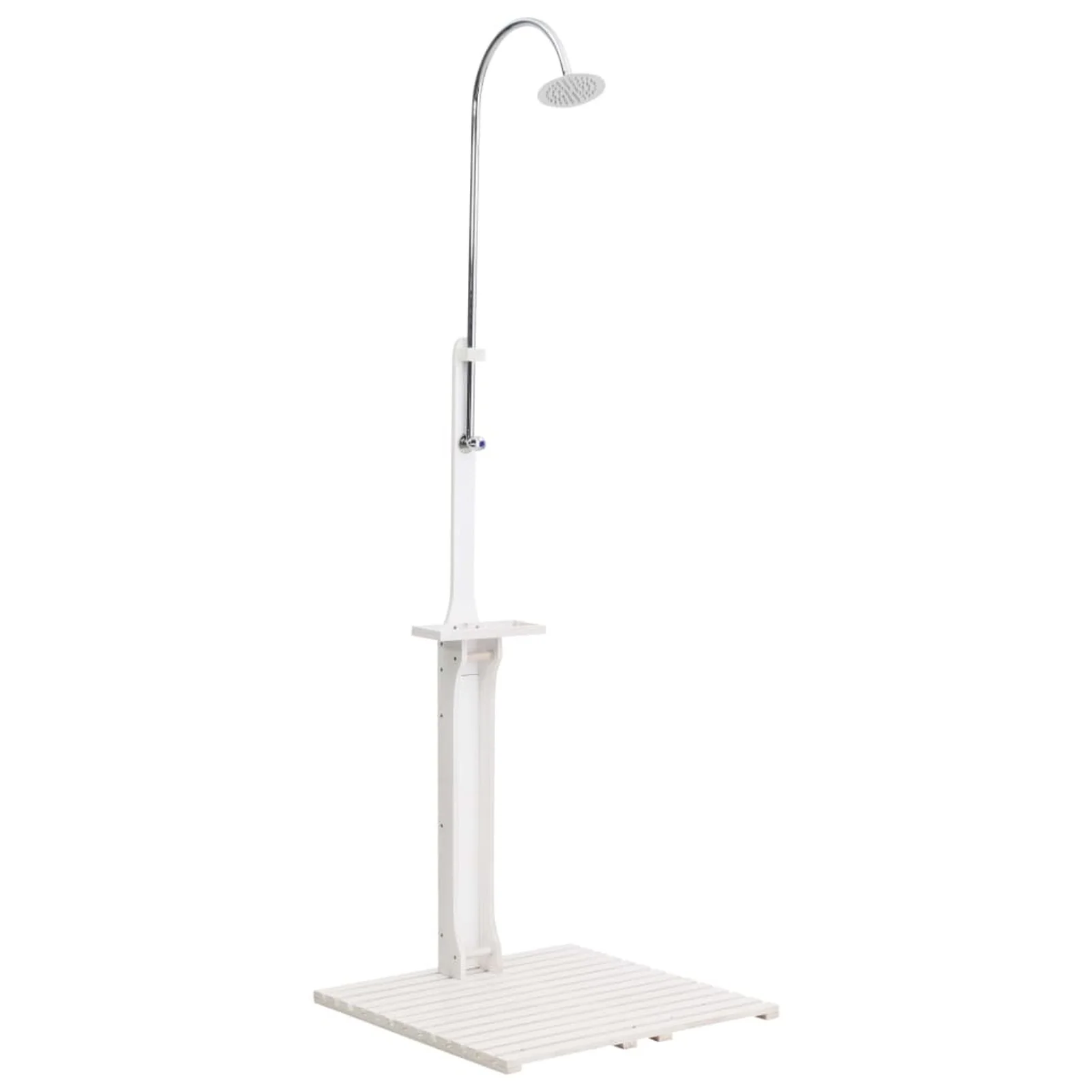 Anself Garden Shower with Rotatable Sower Nozzle Fir Wood Outdoor Shower White for Backyard, Swimming Pool, Camping, Poolside 29.5 x 29.5 x 87 Inches (W x D x H) - Curated Treasures Market