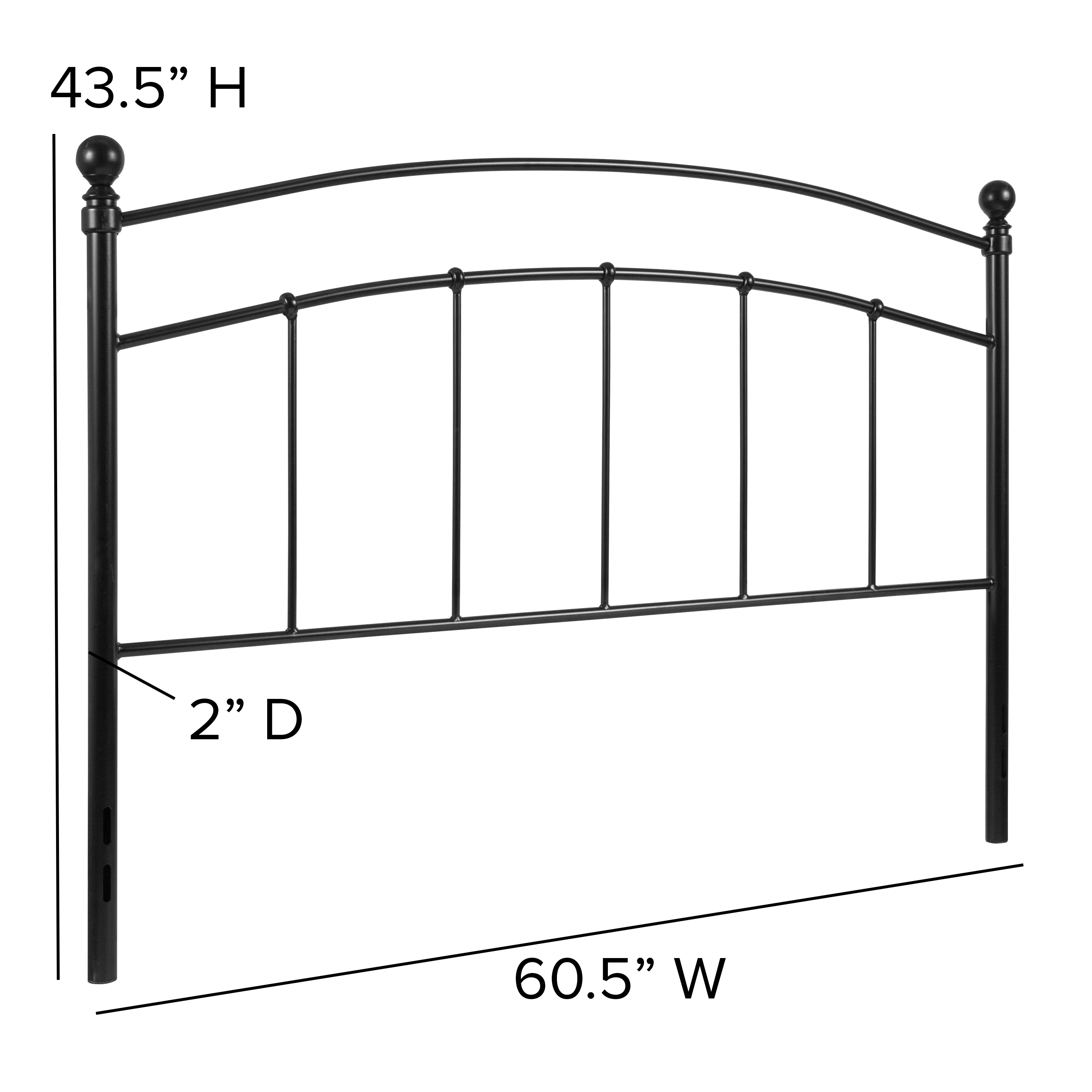 Merrick Lane Metal Queen Size Headboard Contemporary Arched Headboard With Adjustable Rail Slots